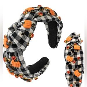 Plaid Pumpkin Embellished Headband